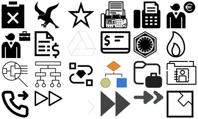 A minimal and modern startup vector, icon set representing essential business elements like idea, innovation, planning, success, and vision. Perfect for use in business presentations, pitch decks