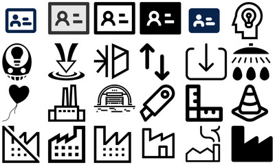 A minimal and modern startup vector, icon set representing essential business elements like idea, innovation, planning, success, and vision. Perfect for use in business presentations, pitch decks