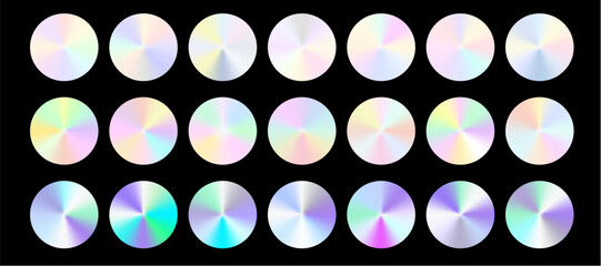 Fototapeta na wymiar Futuristic iridescent silver swatch with holographic reflections. Gradient transitions reveal vivid tones in every gradient iridescent shimmer.