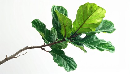 Fiddle leaf on branch vibrant fiddle leaf plant displaying lush foliage detailed close up of leaf growing on branch