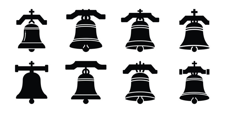 church bell silhouette vector icon set