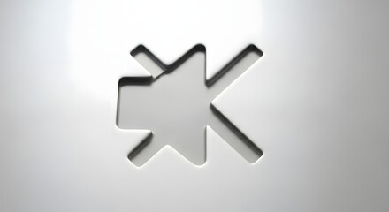 Obraz premium Minimalist metal design featuring a unique abstract geometric shape, perfect for modern branding or tech backgrounds with a sleek and subtle aesthetic.