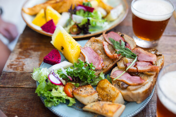 Delicious all day breakfast served on plate