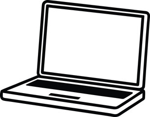 laptop for e learning line art transparent background