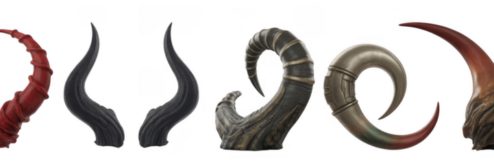 Creature horns collection isolated on a transparent background