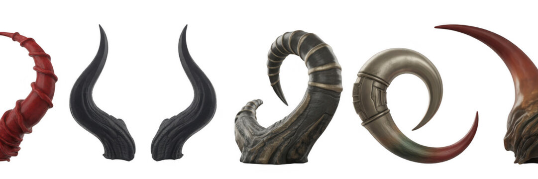 Creature horns collection isolated on a transparent background - Powered by Adobe