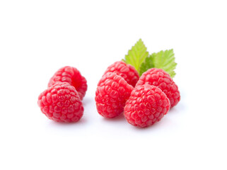 Sweet raspberry with leaves