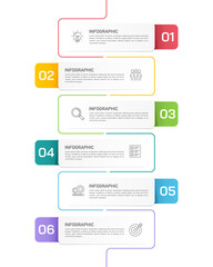 Fototapeta na wymiar 6 Step Vertical Business Infographic Template for Presentation and Workflow Management. Vector illustration.