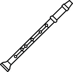 Recorder flute line art transparent background