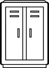 School locker line art transparent background