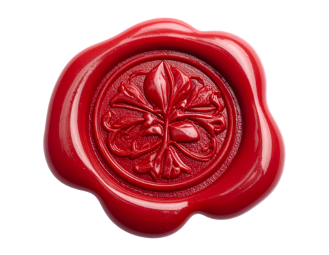 Vintage wax seal stamp with red wax texture isolated on white background, embossed  - Powered by Adobe
