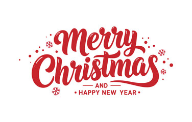 Festive calligraphy design for Merry Christmas and Happy New Year greetings, ideal for holiday cards and banners
