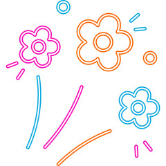 Neon Flower Doodle Decoration