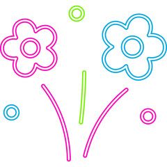 Neon Flower Doodle Decoration