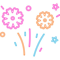 Neon Flower Doodle Decoration