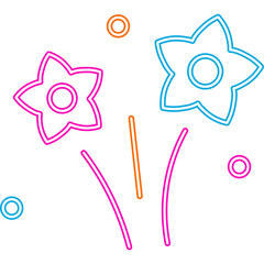 Neon Flower Doodle Decoration