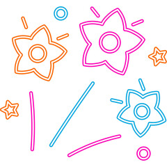 Neon Flower Doodle Decoration