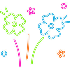 Neon Flower Doodle Decoration