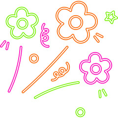 Neon Flower Doodle Decoration