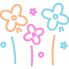 Neon Flower Doodle Decoration