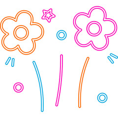 Neon Flower Doodle Decoration