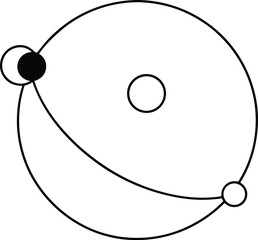 Solar system diagram line art transparent background