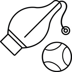 Sports equipment ball whistle line art transparent background