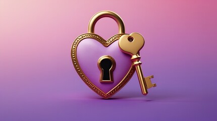 Phoenix Heart-Shaped Lock with Intricate Details and Golden Design