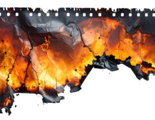 Burnt film negative edge texture isolated on white background, vintage photography