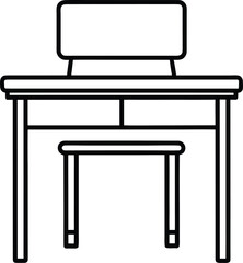 Teacher desk line art transparent background
