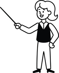 Teacher hand pointer line art transparent background