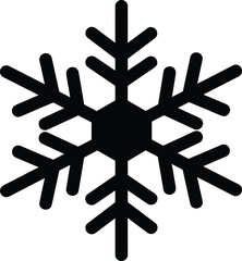 Snowflake silhouette vector, winter icon, symmetrical ice crystal design, cold season decoration, holiday element, frozen pattern, Christmas snow illustration