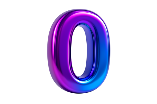 The numeral 0 in a shiny balloon-like font, representing the end of a countdown, the beginning of an event, or a starting point