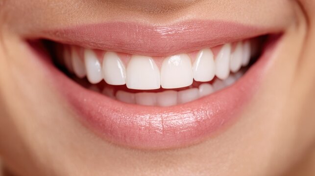 Young woman shows off perfect healthy smile with bright white teeth after a whitening treatment in a cozy setting
