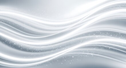 Obraz premium Abstract flowing silver and white light waves with subtle sparkles