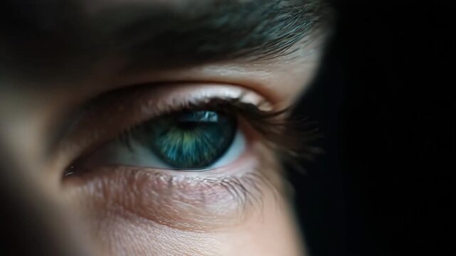 Close-up of a mesmerizing blue eye reflecting an enchanting world, perfect for art and photography