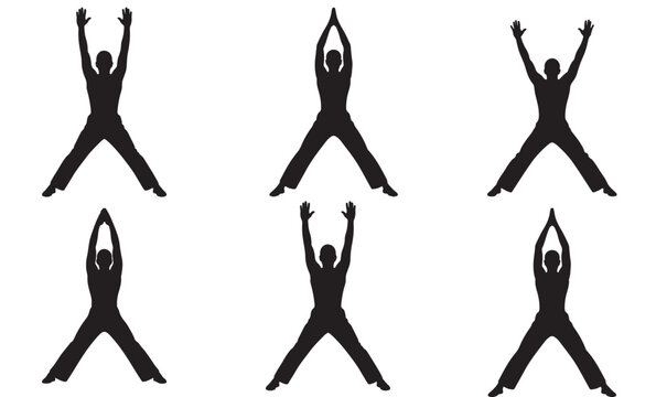 Jumping jack exercise silhouette sequence