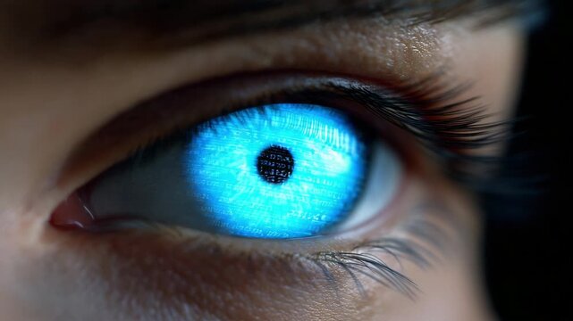 Futuristic digital eye concept showcasing technology and innovation in vision and perception