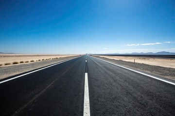 Fototapeta premium Journey on a Straight Road, Location: Desert Landscape, Content Type: Photograph, Environment: Open Sky, Viewpoint: Medium Shot
