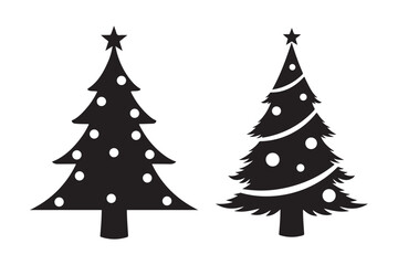 Obraz premium Christmas tree silhouette vector illustration, Set of Christmas tree silhouette 