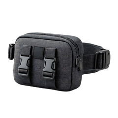 Durable black fabric waist pouch with adjustable belt and quick release buckles. modern design for