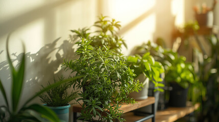 Golden Hour Light on Healthy Houseplants