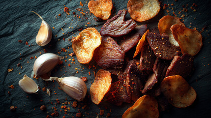 Modern Internet Meme Food Styling: Liver Chips and Garlic
