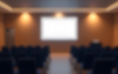 Abstract blurred of conference hall or seminar room photo with light bokeh background. High quality