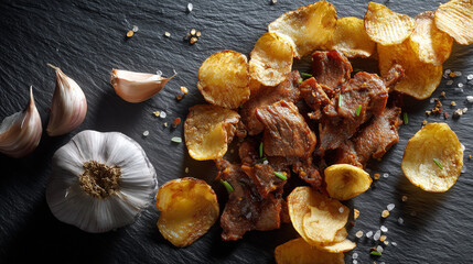 Modern Internet Meme Food Styling: Liver Chips and Garlic