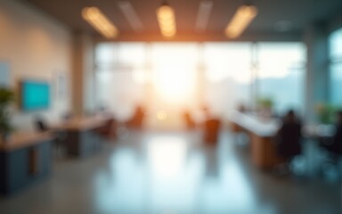 Beautiful blurred background of a light modern office. High quality