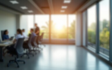 Beautiful blurred background of a light modern office. High quality