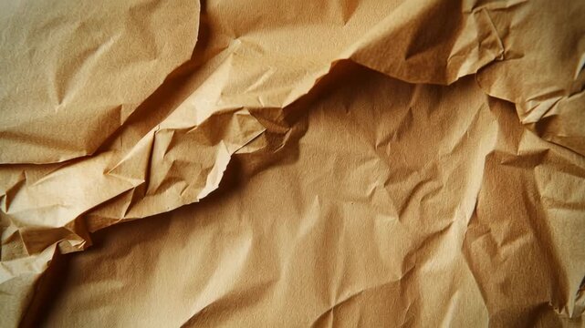 A piece of paper with a brown background. The paper is crumpled and torn. A parchment-like baking paper surface with fine creases
