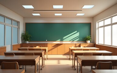 empty class in school, ai generative. High quality