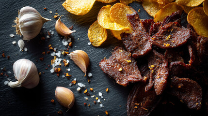 Modern Internet Meme Food Styling: Liver Chips and Garlic